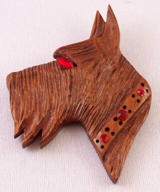 BP102 carved wood Schnauzer pin 